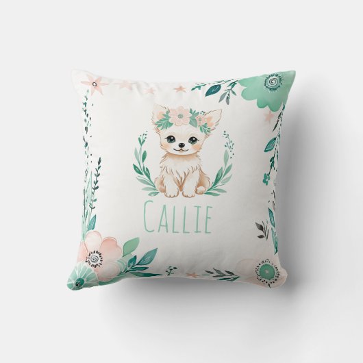 Custom Boho Welppy Chihuahua Pillow Pastel Green Kissen (Rückseite)