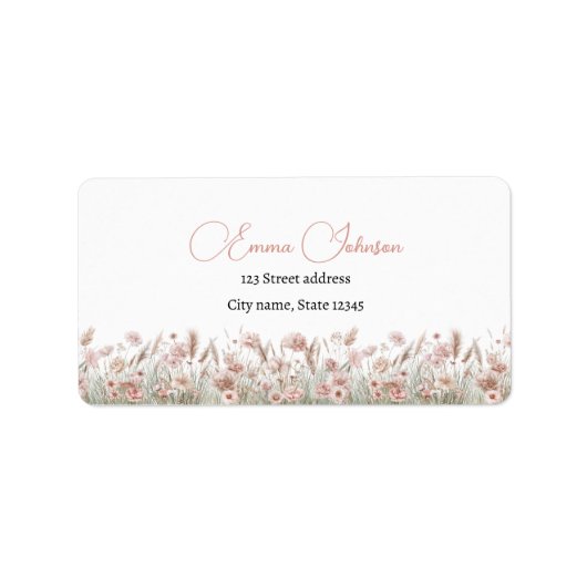 Custom Boho Wildflower Return Address Labels Adressaufkleber (Vorne)
