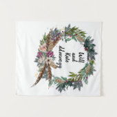 Custom Boho Winter Wedding Empfang Foto Stand Wandteppich (Vorderseite (Horizontal))