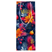 Custom Bold Floral Weihnachtsgeschenktasche Geschenktüte Für Weinflaschen (Rückseite)