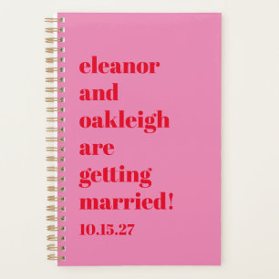 Custom Bold Fun Pink Red Chic Moderne Hochzeit Planer