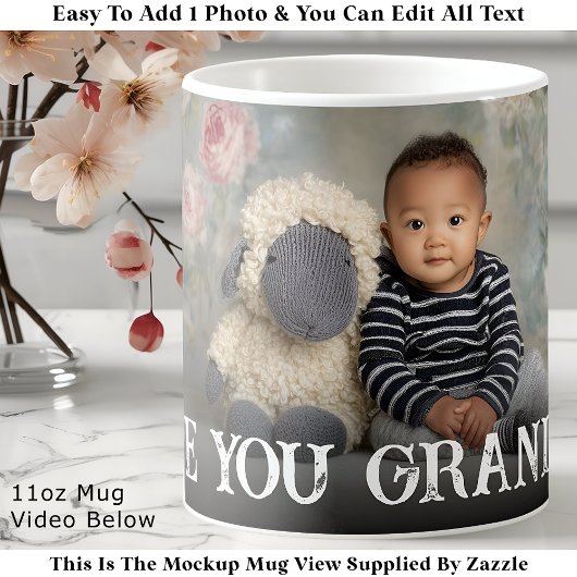 Custom Bold Love You Grandma One Photo Modern Coff Kaffeetasse