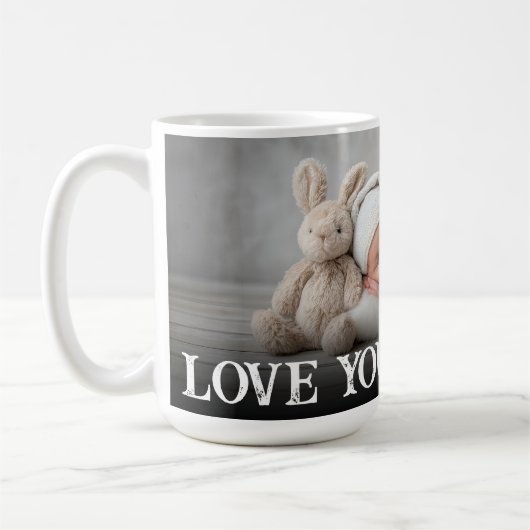 Custom Bold Love You Grandpa One Photo Modern Kaffeetasse (Links)