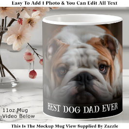 Custom Bold Personalized Dog Dad One Photo Kaffeetasse