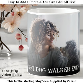Custom Bold Personalized Dog Walker One Photo  Kaffeetasse