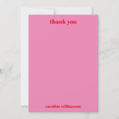 Custom Bold Typografie Pink Red Modern Baby Dusche Dankeskarte (Vorderseite)