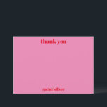 Custom Bold Typografie Pink Red Modern Bat Mitzvah Dankeskarte<br><div class="desc">Custom Bold Typografie Bright Pink und Red Modern Bat Mitzvah Danke Karte</div>