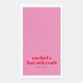 Custom Bold Typografie Pink Red Modern Bat Mitzvah Serviette