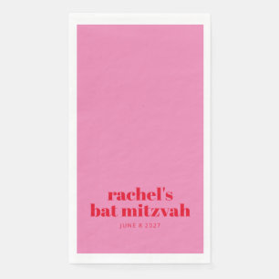 Custom Bold Typografie Pink Red Modern Bat Mitzvah Serviette