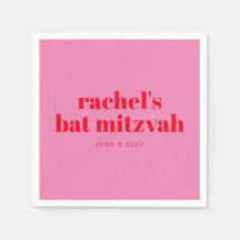 Custom Bold Typografie Pink Red Modern Bat Mitzvah