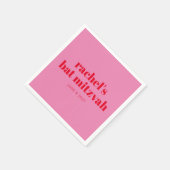Custom Bold Typografie Pink Red Modern Bat Mitzvah Serviette (Ecke)