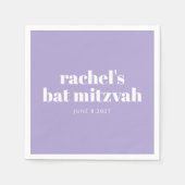Custom Bold Typografy Modern Lavender Bat Mitzvah Serviette (Vorderseite)