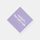Custom Bold Typografy Modern Lavender Bat Mitzvah Serviette (Ecke)