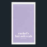 Custom Bold Typografy Modern Lavender Bat Mitzvah Serviette<br><div class="desc">Maßgeschneiderte Typografie in Lavender und White Modern Bat Mitzvah Papier Handtücher.</div>