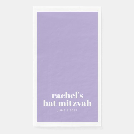 Custom Bold Typografy Modern Lavender Bat Mitzvah Serviette (Vorderseite)