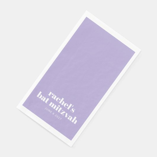Custom Bold Typografy Modern Lavender Bat Mitzvah Serviette (Ecke)