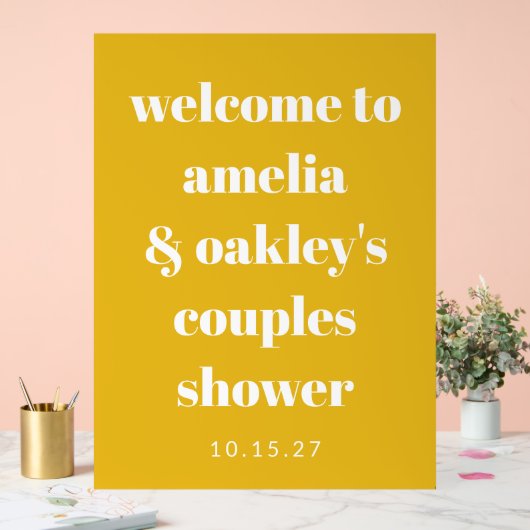 Custom Bold Yellow Couples Dusche Moderne Willkomm Acrylschild (Hochzeit)
