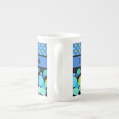 Custom Bone China Tasse, Quirky Blue Moons Muster Porzellantasse (Rückseite)