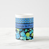 Custom Bone China Tasse, Quirky Blue Moons Muster Porzellantasse (Vorderseite)