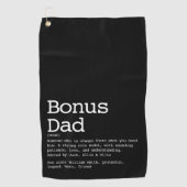 Custom Bonus Vater Stepdad Definition Schwarz Golfhandtuch (Vorderseite)
