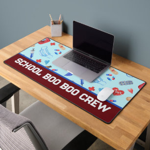 Custom Boo Boo Crew Red Blue School Krankengeschen Schreibtischunterlage