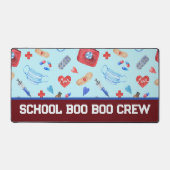 Custom Boo Boo Crew Red Blue School Krankengeschen Schreibtischunterlage (Vorderseite)