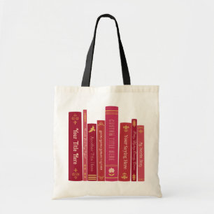 Custom Book Title Spine Tote Bag (Cherry Red) Tragetasche