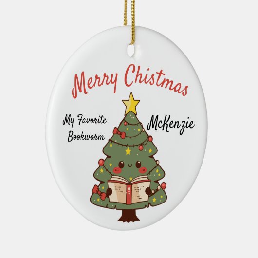 Custom Bookish Christmas Tree Keramik Ornament (Rechts)