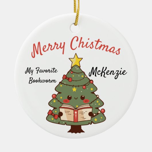 Custom Bookish Christmas Tree Keramik Ornament (Vorne)