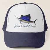 Custom Bootname Sailfish Trucker Hat Truckerkappe (Vorderseite)