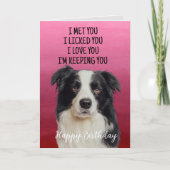 Custom Border Collie Birthday Card Dankeskarte (Vorderseite)
