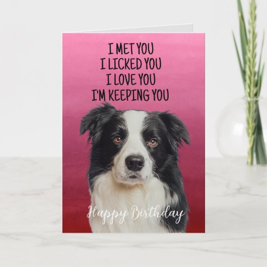 Custom Border Collie Birthday Card Dankeskarte (Vorderseite)