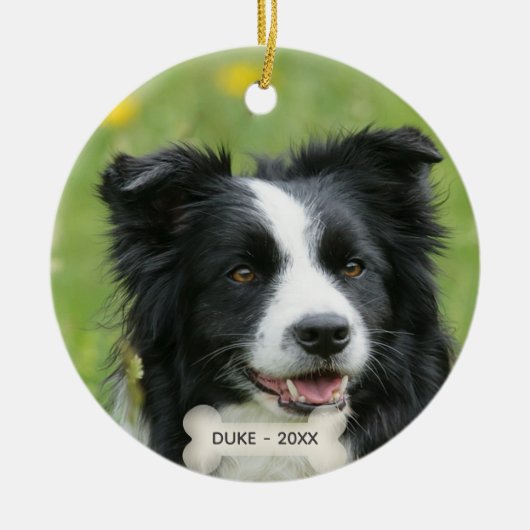 Custom Border Collie Dog Foto Keramik Ornament (Vorne)