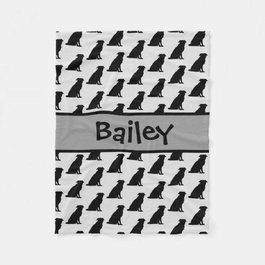 Custom Border Collie Dog Silhouette Fleecedecke (Vorderseite)