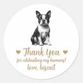 Custom Boston Terrier Dog Gastgeschenk Hochzeit St Runder Aufkleber (Vorderseite)