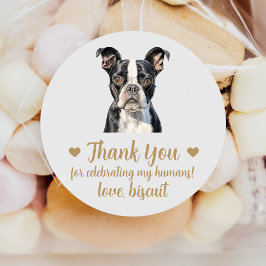Custom Boston Terrier Gastgeschenk Hochzeit Sticke Runder Aufkleber