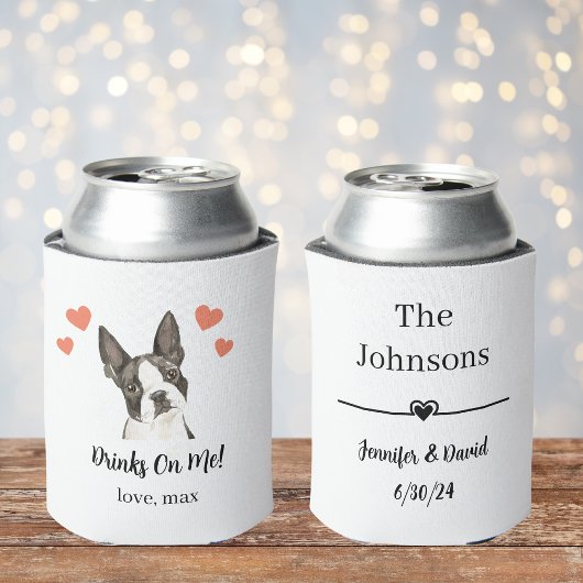 Custom Boston Terrier Pet Wedding Can Cooler Dosenkühler