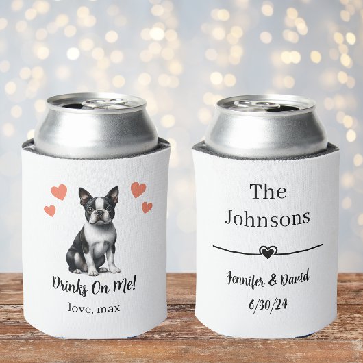 Custom Boston Terrier Pet Wedding Can Cooler Dosenkühler