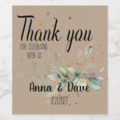 Custom Botanical Boho Wedding Vielen Dank Weinetikett (Einzelnes Label)
