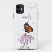 Custom Botanical Butterfly Purple Cone Flower Case-Mate iPhone Hülle (Rückseite)