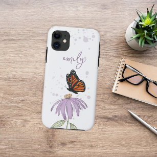 Custom Botanical Butterfly Purple Cone Flower Case-Mate iPhone Hülle