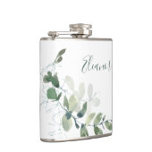 Custom Botanical Eucalyptus Boho Bridal Gefallen Flachmann (Rechts)