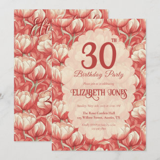 Custom Botanical Inspired Tulip Flower Birthday Einladung