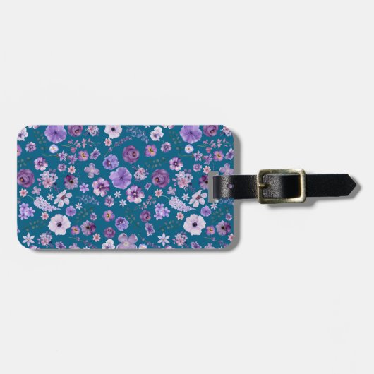 Custom Botanical Luggage Tag - Tief Aquamarine Ele Gepäckanhänger (Vorderseite horizontal)