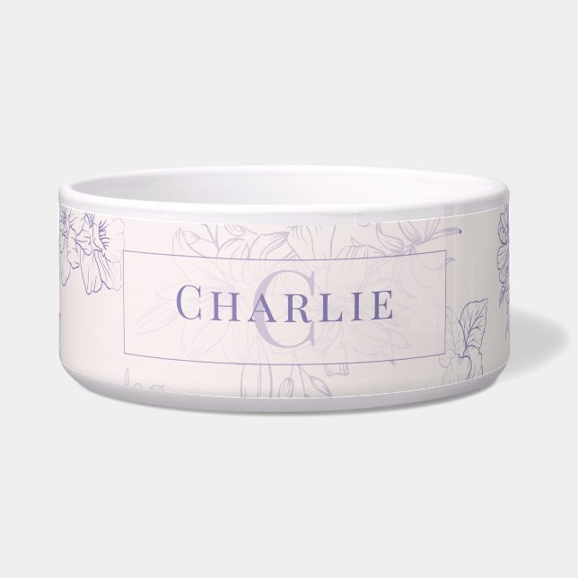 Custom Botanical Monogram | Dog Cat Pet Bowl Napf (Vorderseite)