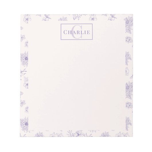 Custom Botanical Monogram Personalized Dog Cat Pet Notizblock (Vorderseite)