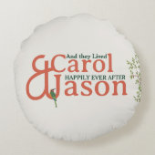 Custom Botanical Wedding Rundes Kissen (Rückseite)