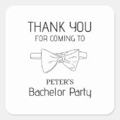 Custom Bow Krawatte Bachelor Party Danke Quadratischer Aufkleber (Vorderseite)