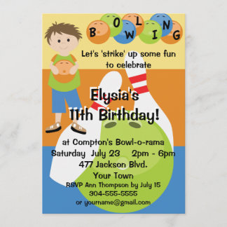 Custom Bowling Birthday Party Einladung