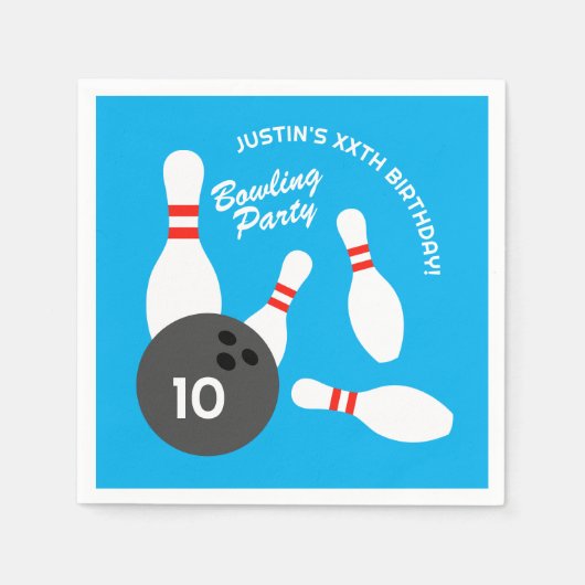 Custom Bowling Birthday Party Themenpapierserien Serviette (Vorderseite)